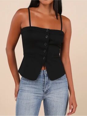Lulus Sophisticated Ways Button-Front Cami Vest Top -S